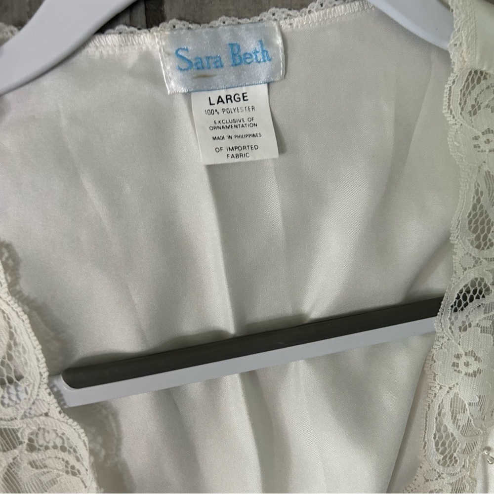 Vintage Sara Beth bridal embroidered pearl white lace robe large women’s - Picture 5 of 6